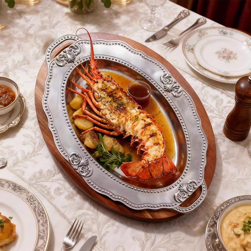 French Court Relief Seafood Steak Plate Wide-rimmed Shallow Dish