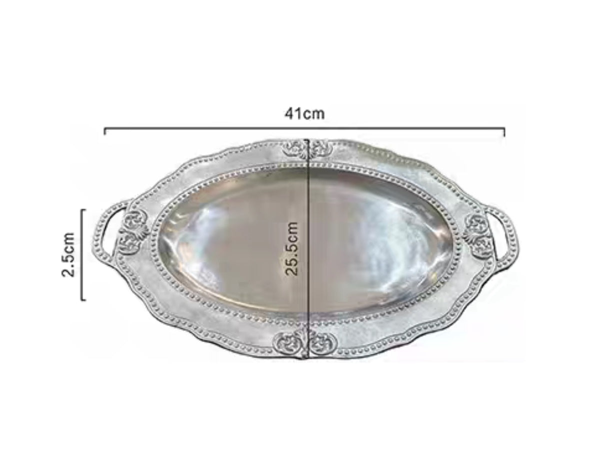 Oval French court relief steak plate
